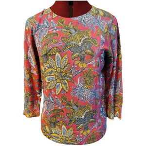 Talbots Floral Colorful 3/4 Sleeve Rounded Neck Thin Sweater Size Mp